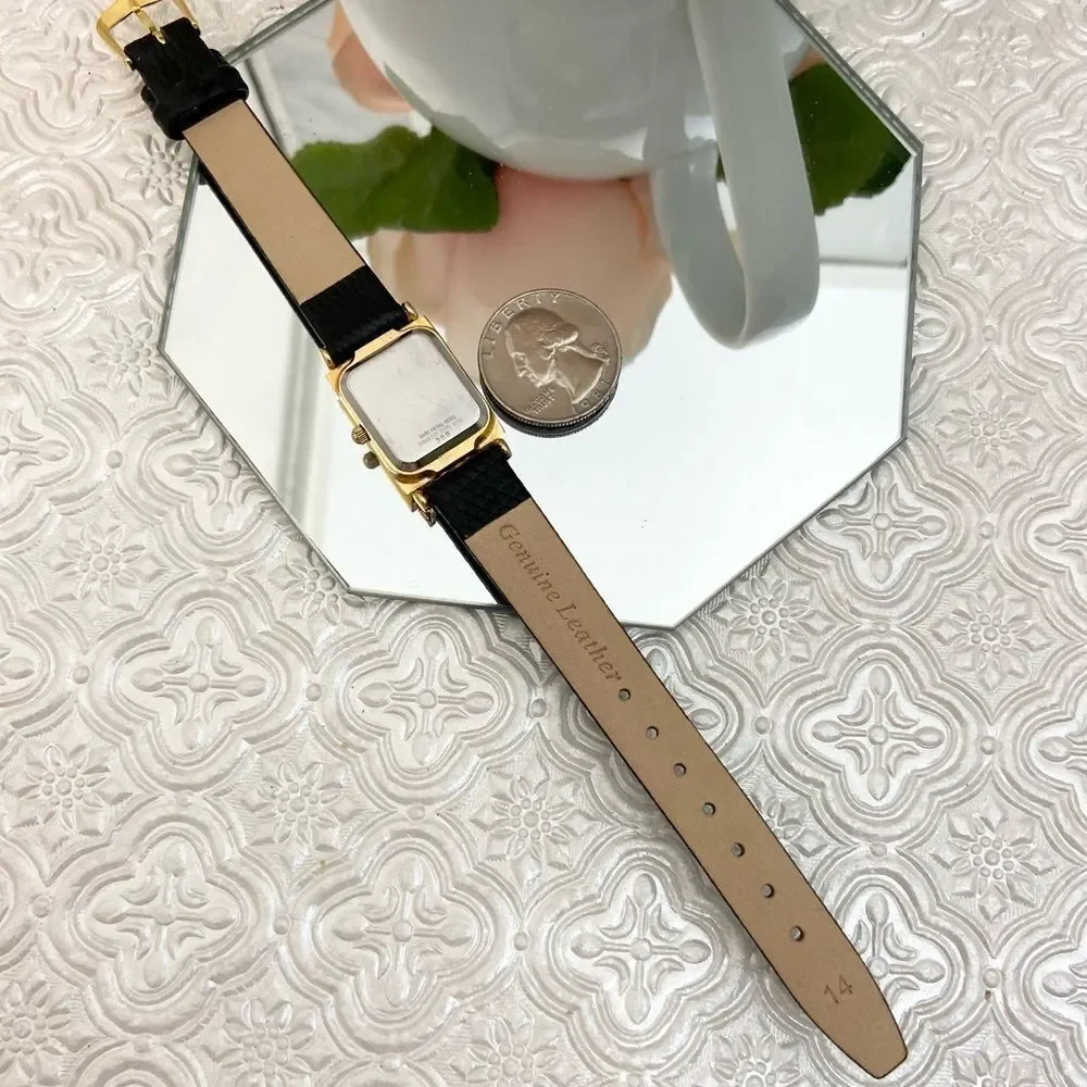 Vintage Benrus Diamond Accented Dial Dress Watch with Leather Strap